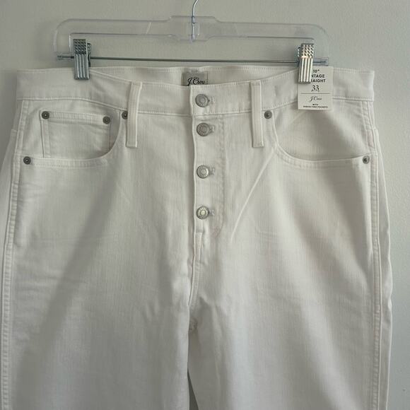 J. Crew Women's Jeans Vintage Slim Straight Button Fly White Denim Size 33 New - Picture 3 of 9